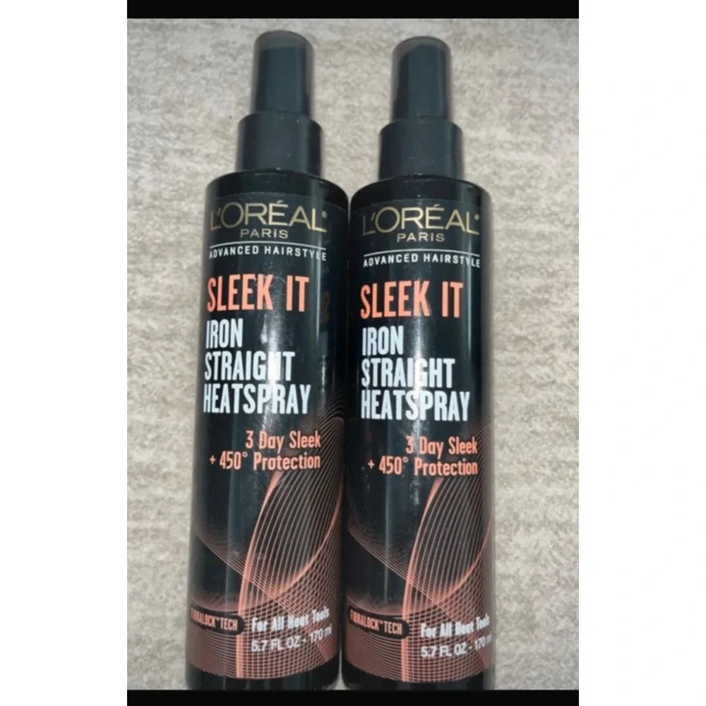 Lot of 2 L'Oreal Paris Sleek It Iron Straight Heatspray 5.7oz Heat Protectant